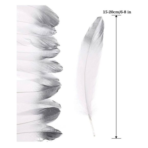 50 Count Dipped Gold & Silver Feathers 6-8 inch Natural Feather Wedding Decor - Picture 2 of 4